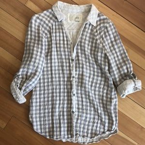 Anthropologie Saturday Sunday gray Gingham Top - M